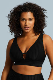 thumbnail: BEACHWAVE Curve voorgevormde bikinitop met ribstructuur zwart