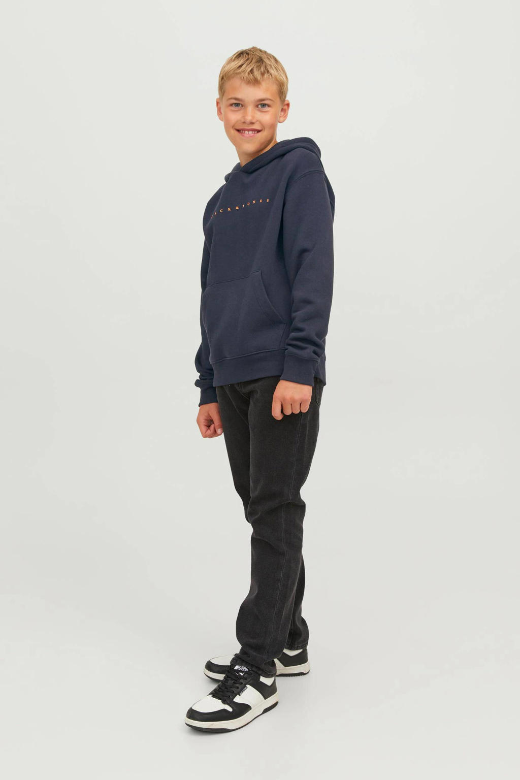 JACK & JONES JUNIOR hoodie JJESTAR met logo bruin