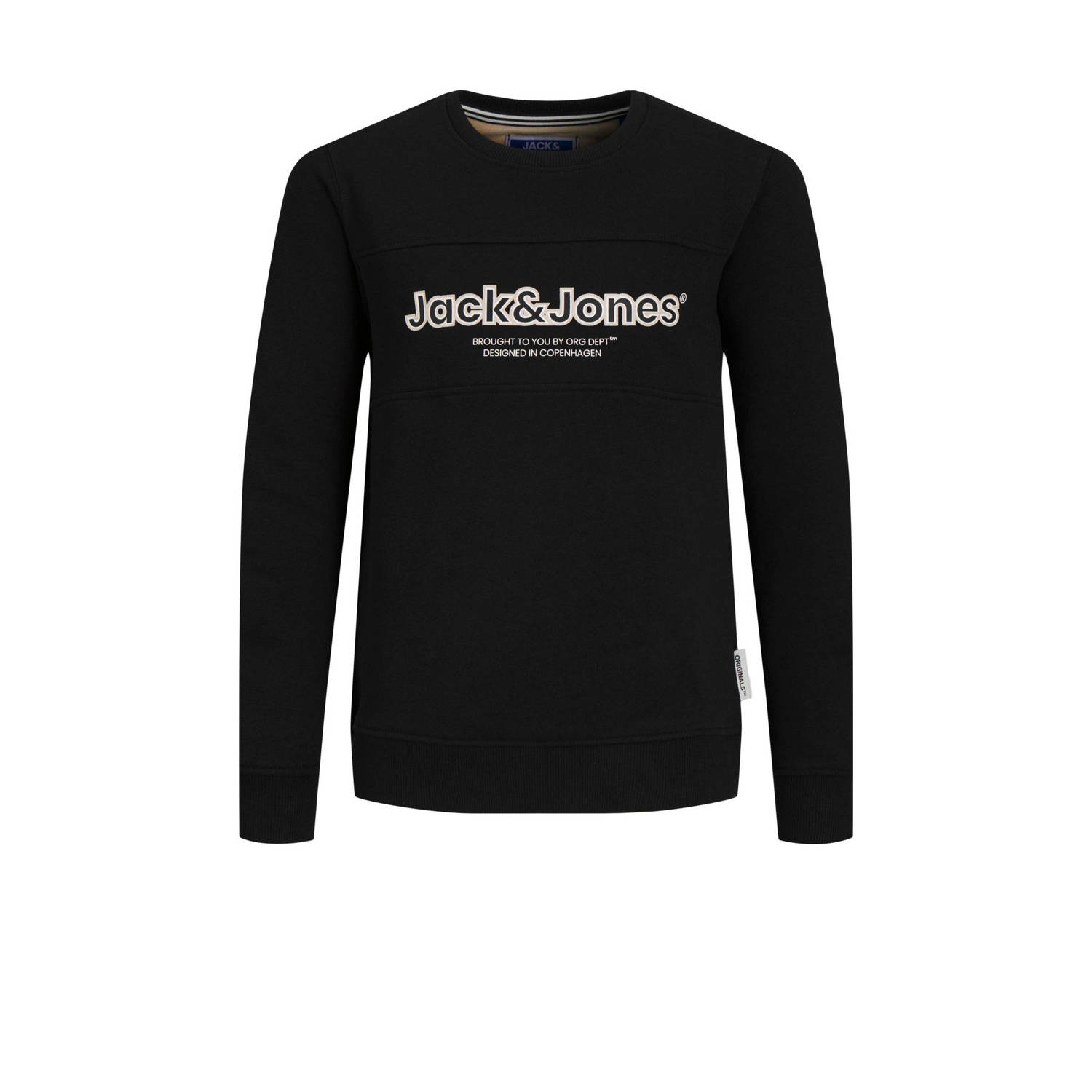 Jack & jones JUNIOR sweater JORLAKEWOOD met logo zwart Logo 128