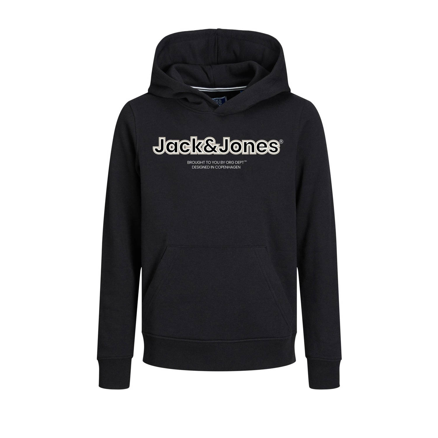 Jack & jones JUNIOR hoodie JORLAKEWOOD met logo zwart Sweater Logo 128