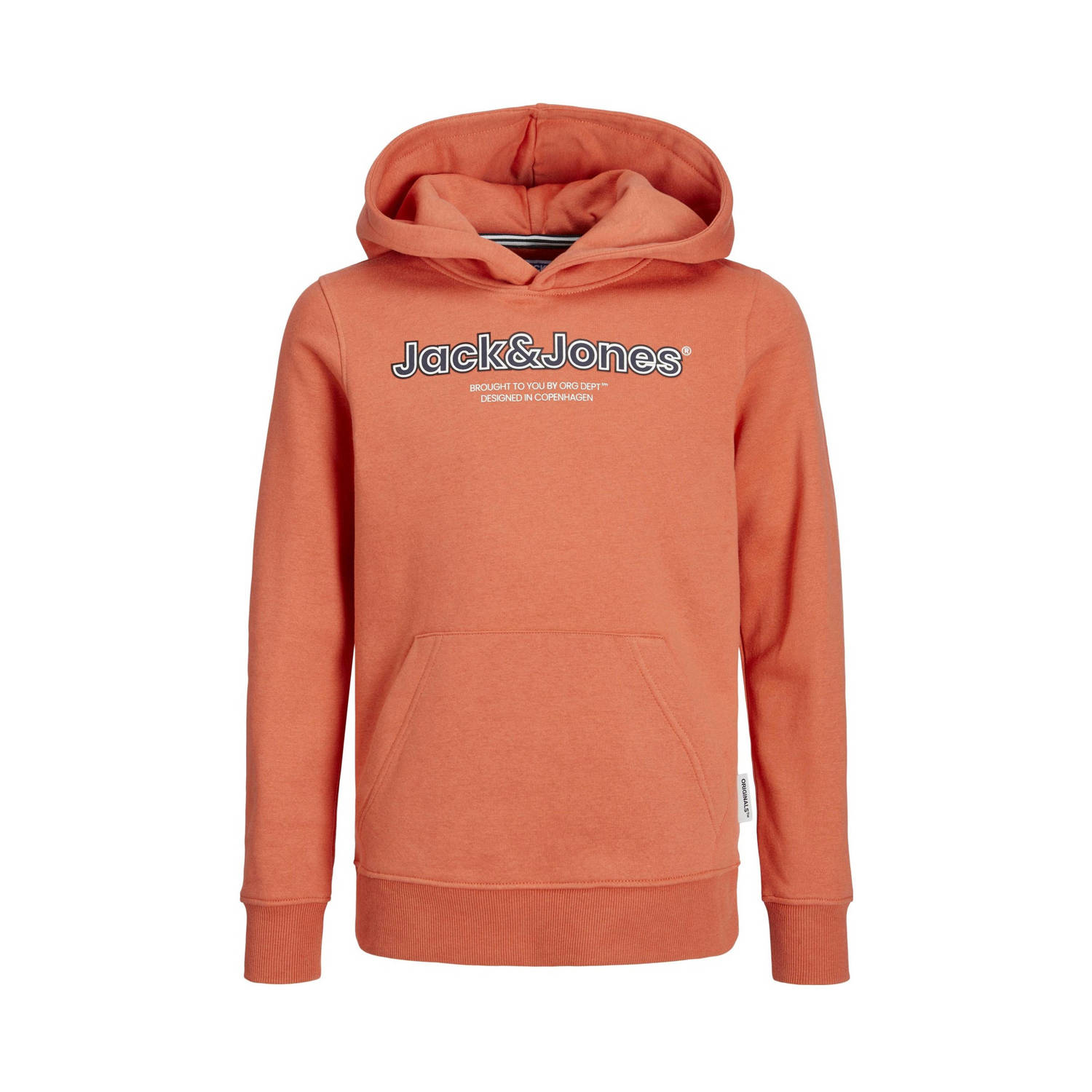 Jack & jones JUNIOR hoodie JORLAKEWOOD met logo zachtoranje Sweater Logo 128