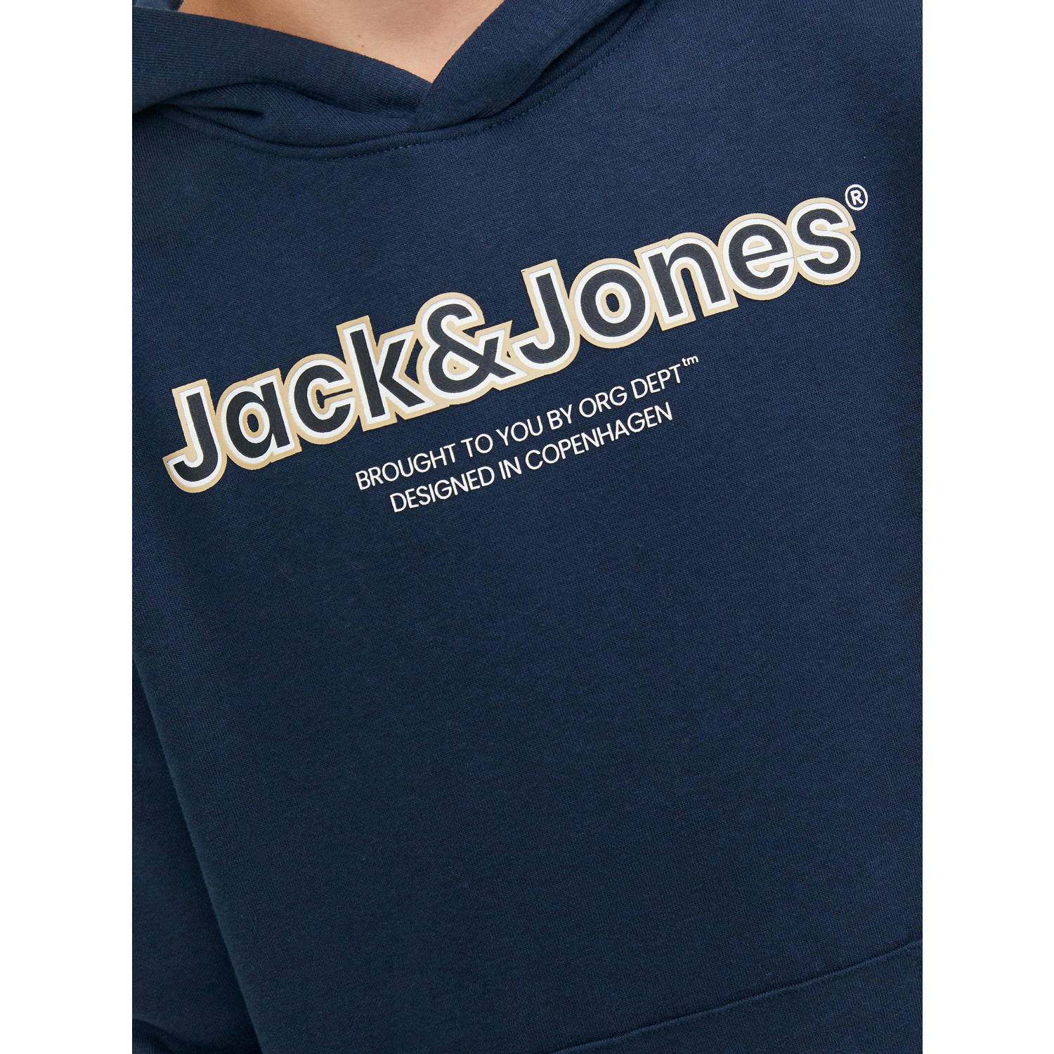 JACK & JONES JUNIOR hoodie JORLAKEWOOD met logo donkerblauw