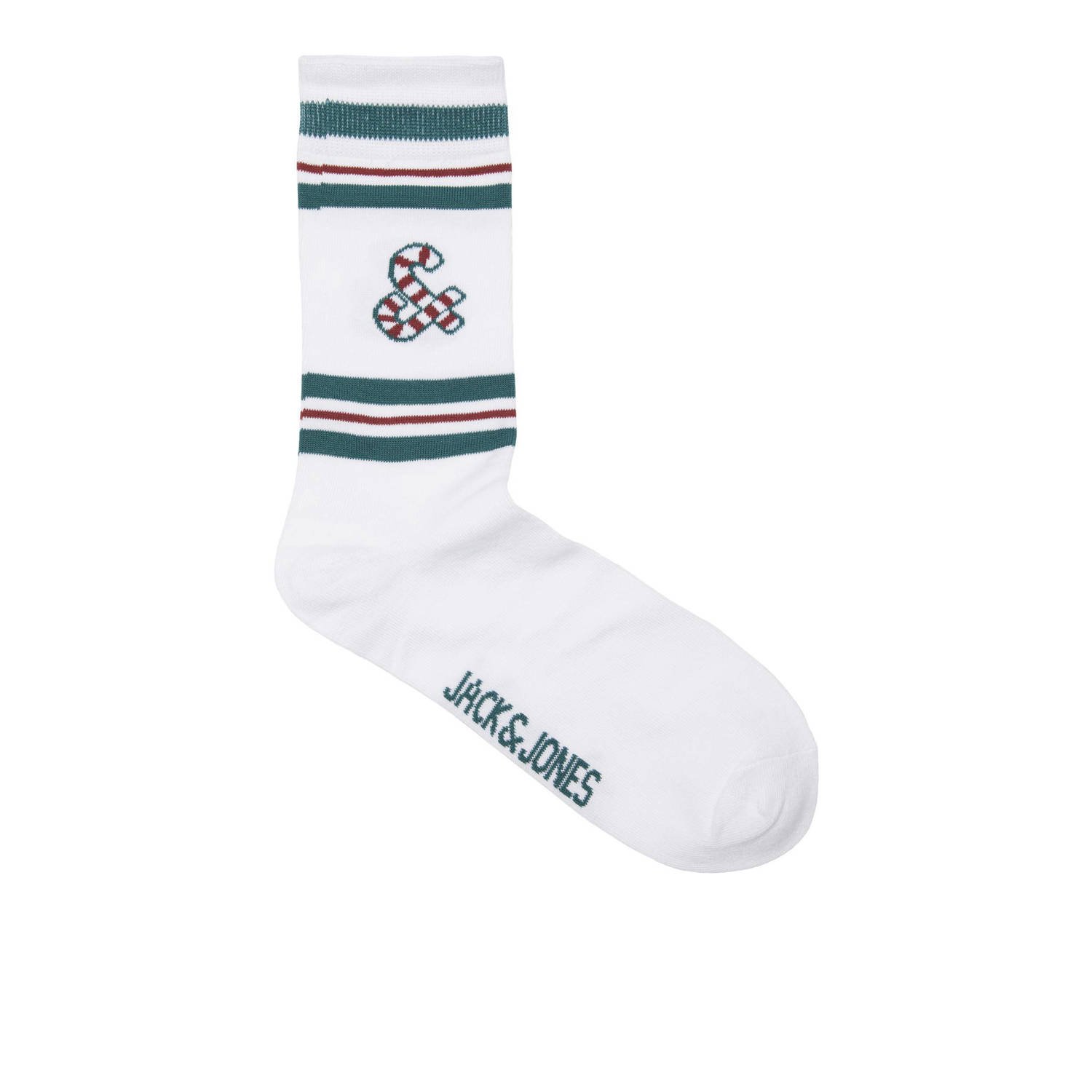 JACK & JONES JUNIOR giftbox boxershort + sokken JACXMAS CANDY donkerblauw wit