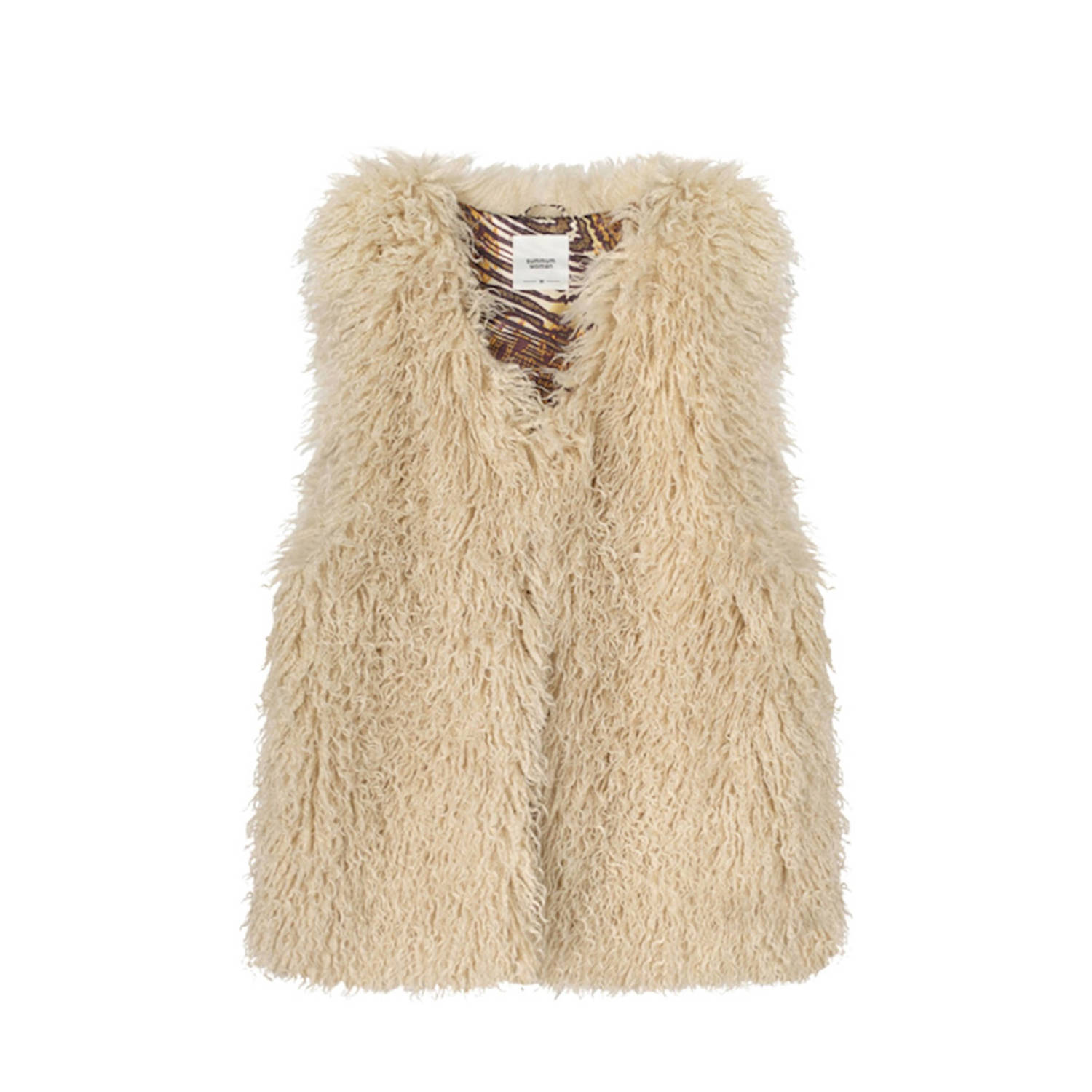 Summum Woman Faux Fur Afghan Gilet Beige Dames