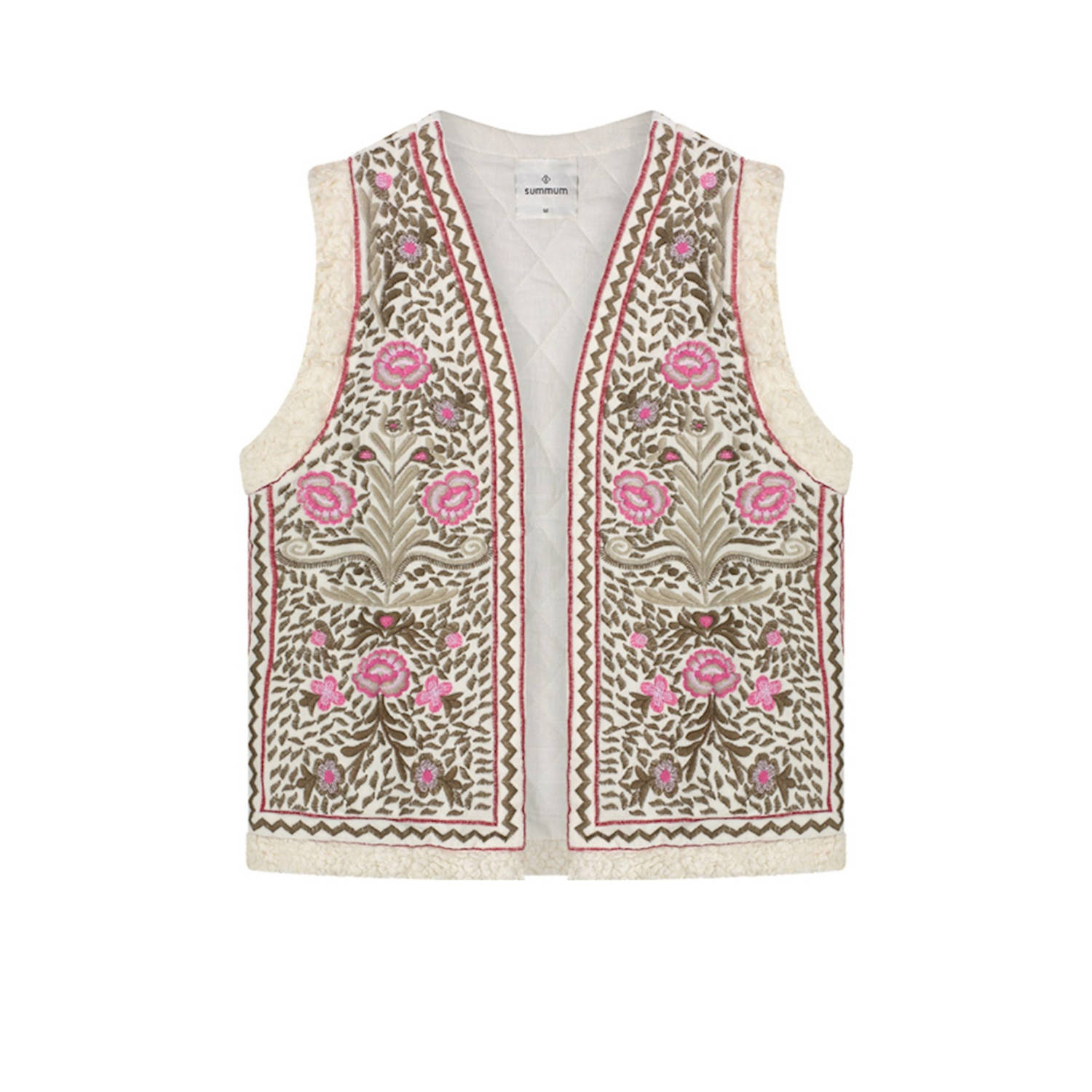 Summum Woman Geborduurd Velours Gilet Beige Dames