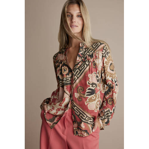 Summum blouse met all over print rood/ecru/beige
