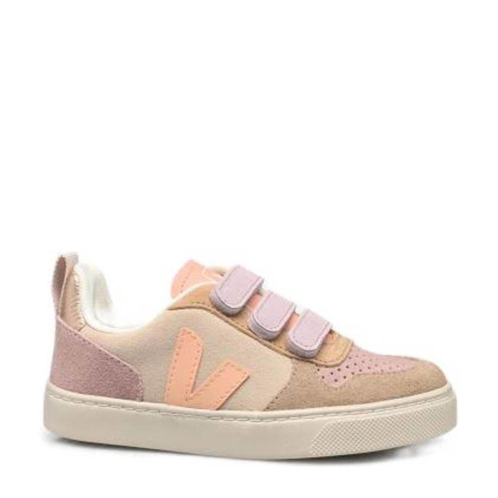 Lichtroze meisjes Veja V-10 suède sneakers met veters