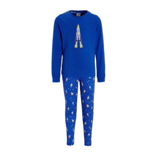 NOUS Kids pyjama Moonwalker kobaltblauw/geel