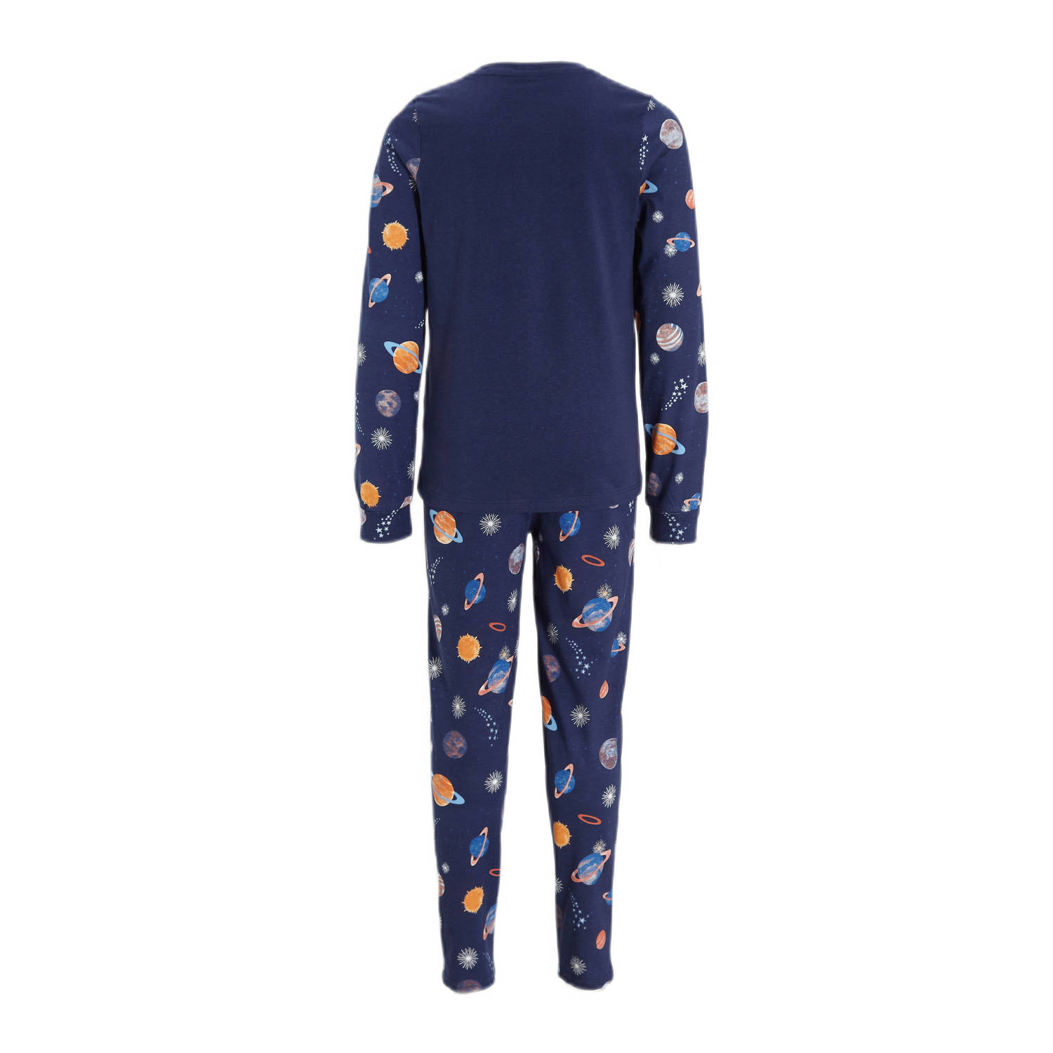 NOUS Kids pyjama Milky Way donkerblauw oranje