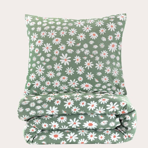 NOUS Living katoenen dekbedovertrek 1 persoons (140x220 cm) - Groen