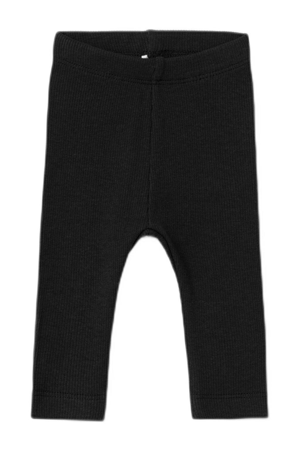 Zwarte NAME IT BABY baby broek van duurzaam stretchkatoen met elastische tailleband