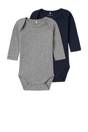romper NBNBODY - donkerblauw/grijs melange (set van 2)