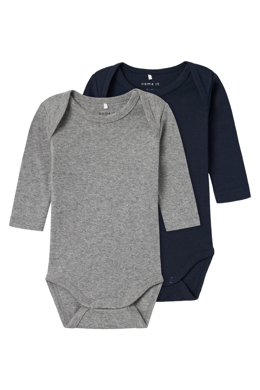 NAME IT BABY romper NBNBODY - donkerblauw/grijs melange (set van 2)
