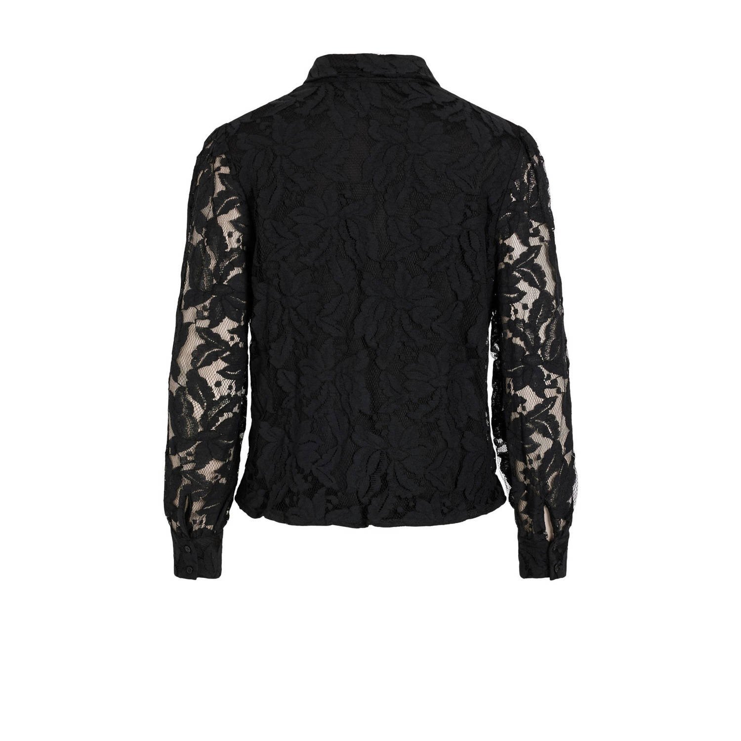 VILA Leslie x semi-transparante kanten blouse VISHOWA zwart
