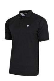 thumbnail: Zwarte heren Donnay sportpolo Björn van polyester met effen, korte mouwen, klassieke kraag en knoopsluiting