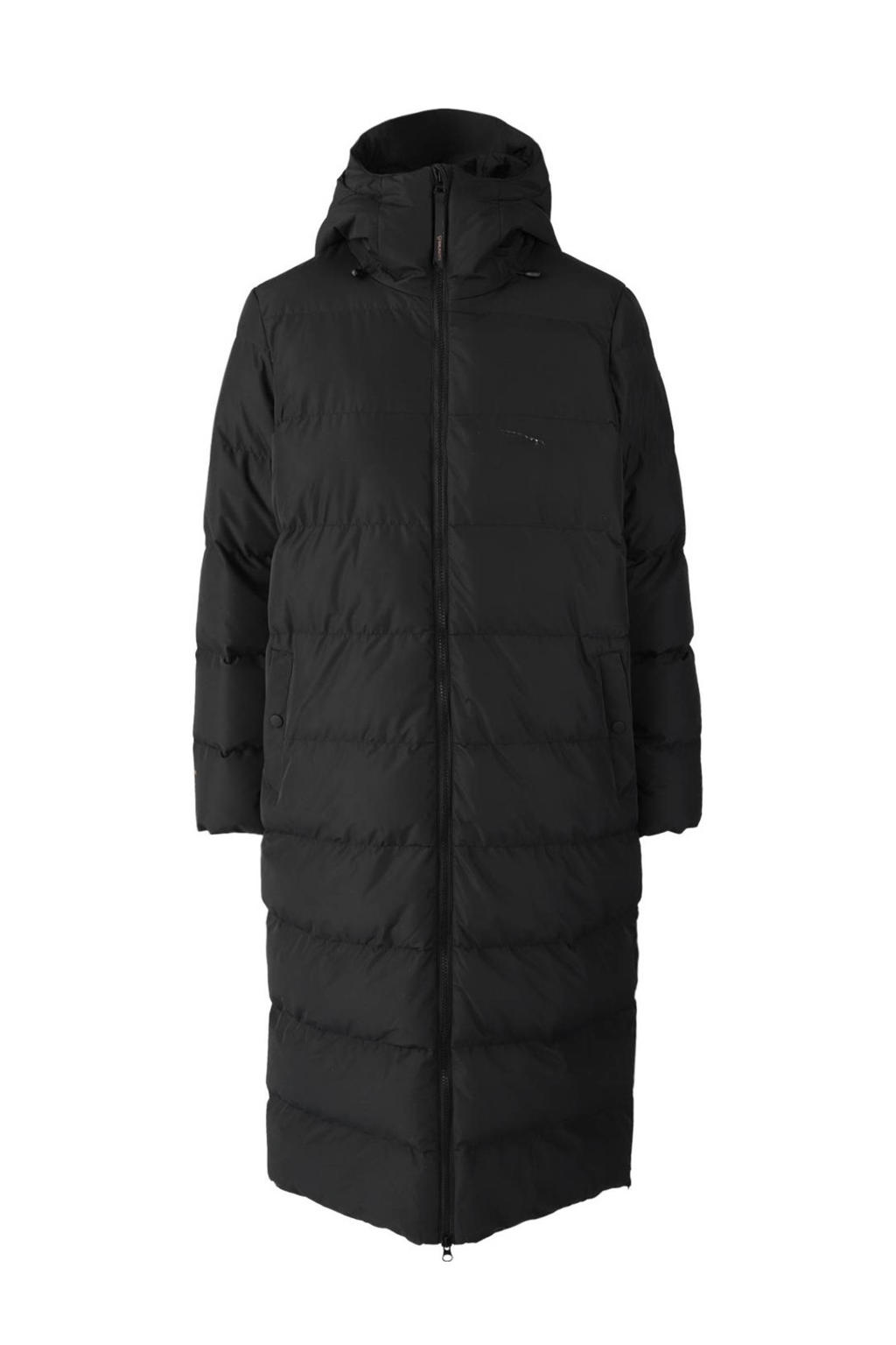 Zwarte dames Brunotti gewatteerde outdoor jas Bigsur van polyester met effen, lange mouwen, capuchon en ritssluiting