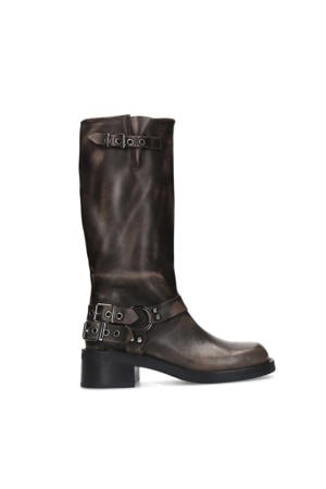 leren bikerboots grijs
