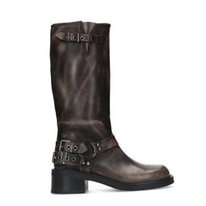 leren bikerboots grijs