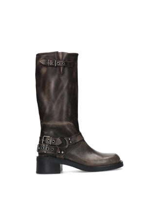 leren bikerboots grijs