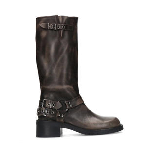leren bikerboots grijs
