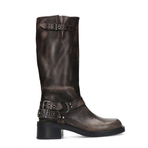 Sacha leren bikerboots grijs afbeelding