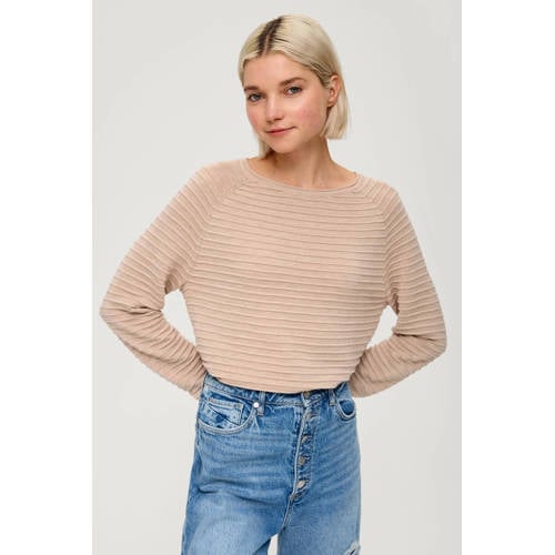QS trui met textuur beige afbeelding