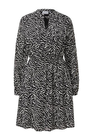 A-lijn jurk met zebraprint zwart/wit