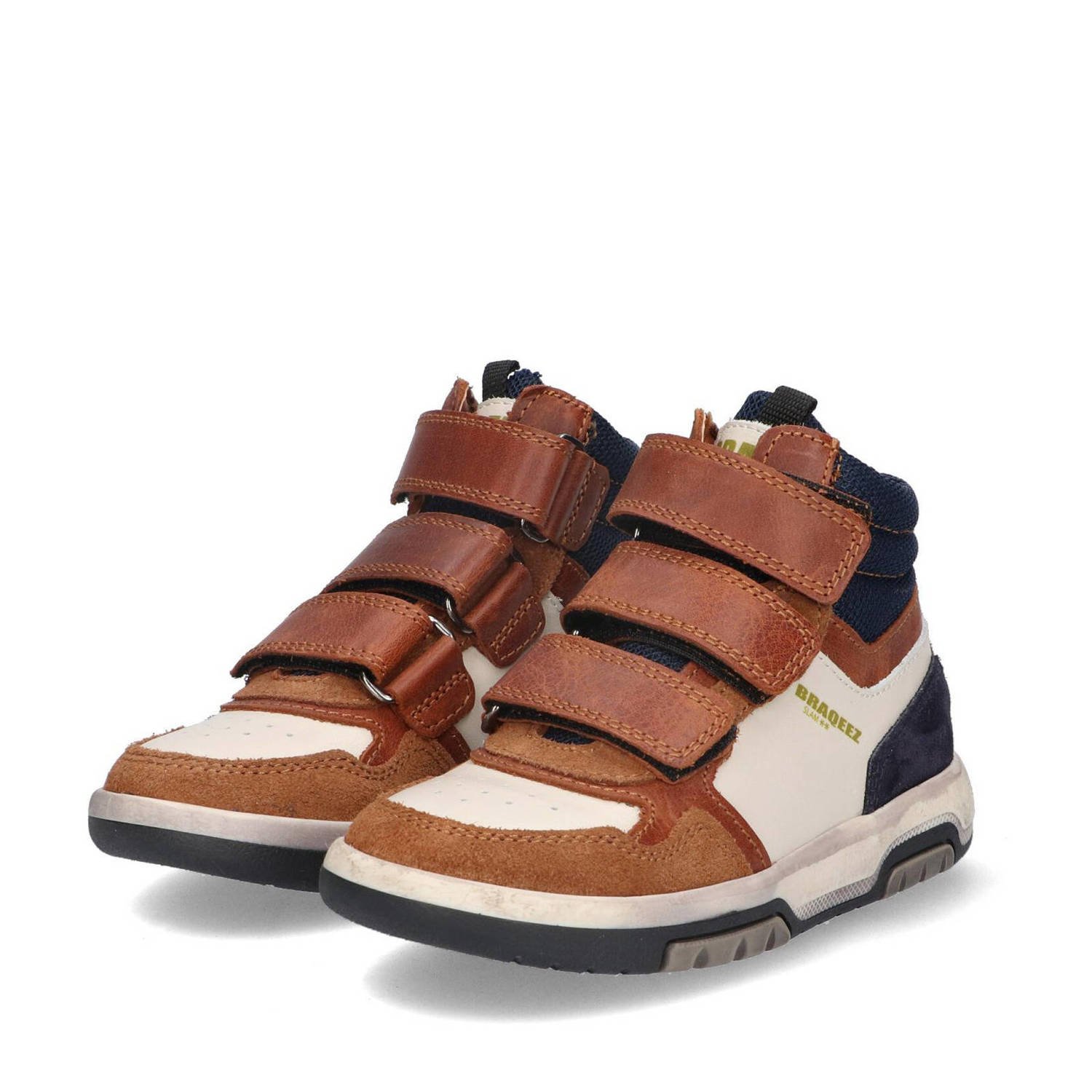 Braqeez Chiel Chicago leren sneakers cognac