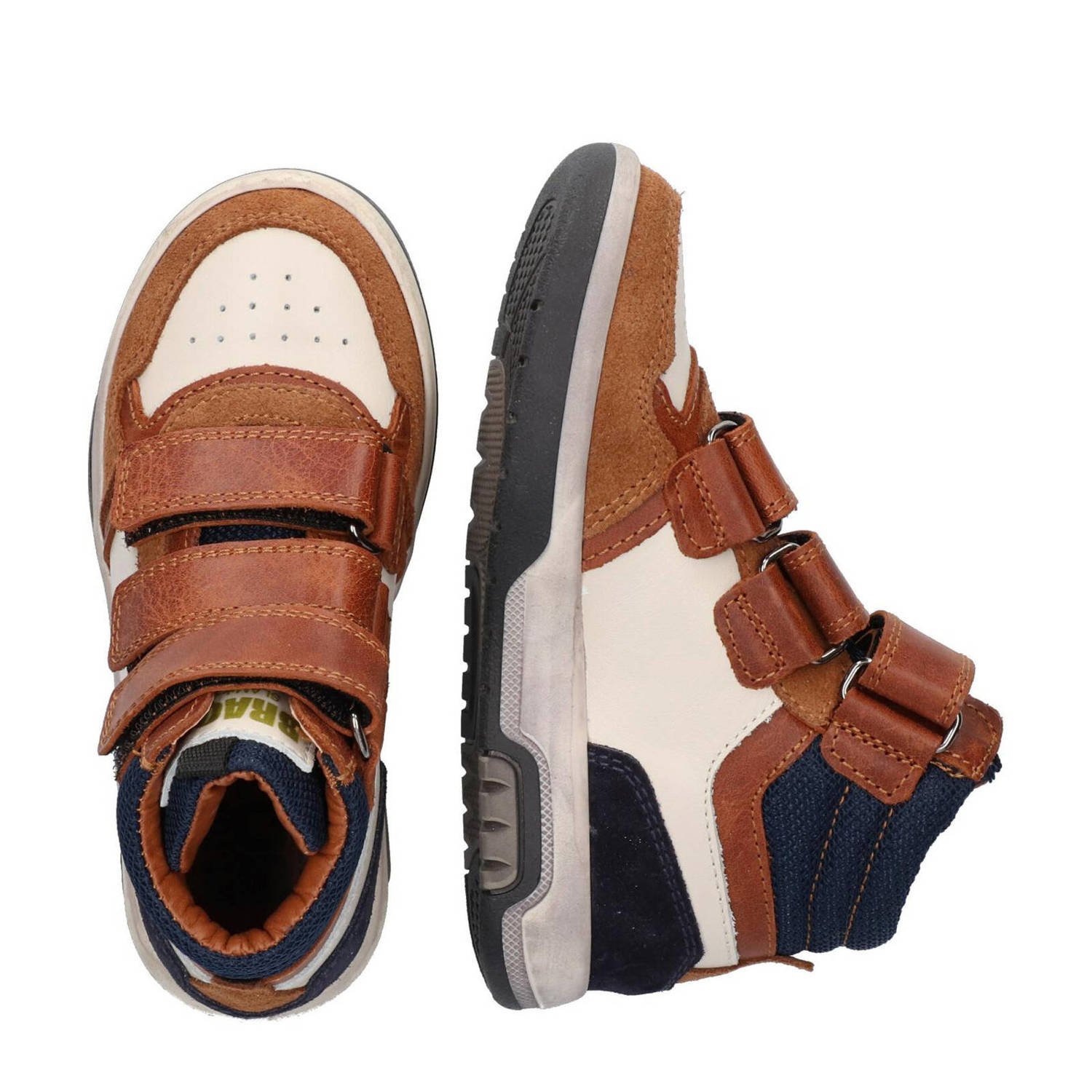 Braqeez Chiel Chicago leren sneakers cognac