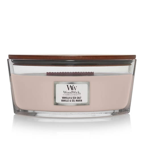 Wehkamp WoodWick geurkaars Vanilla & Sea Salt Ellipse aanbieding