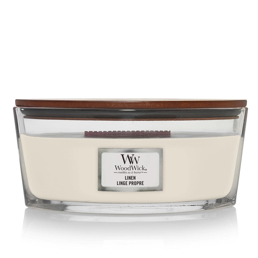 WoodWick geurkaars Linen Ellipse