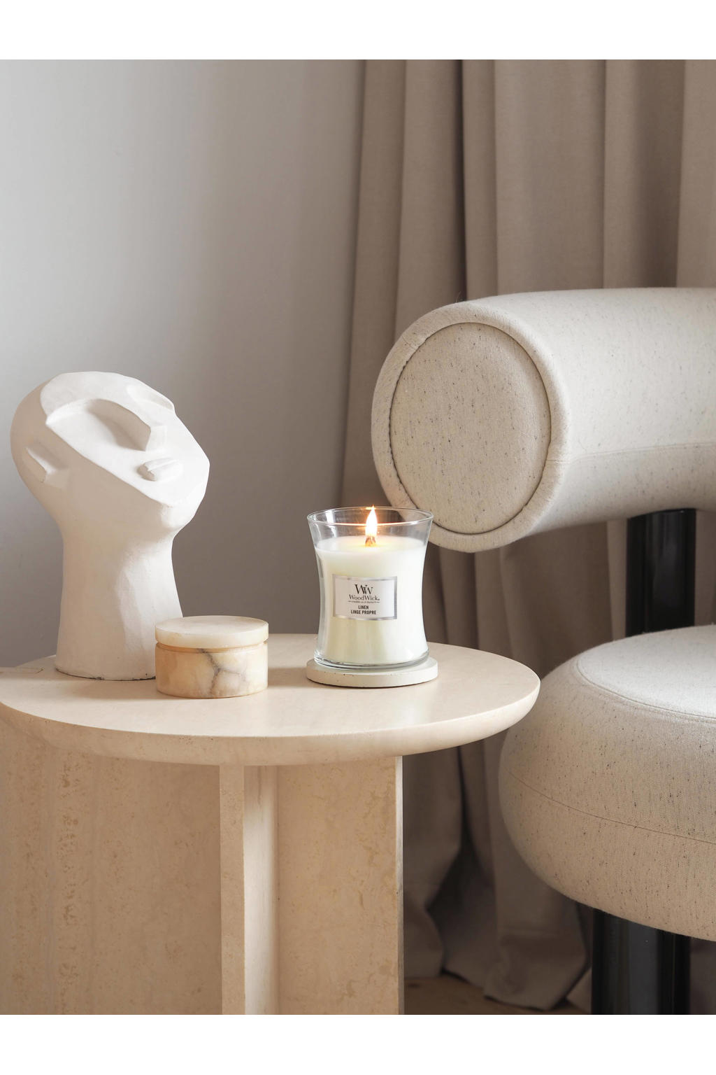 WoodWick geurkaars Linen Mini wehkamp