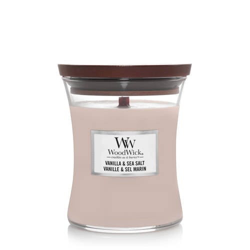 Wehkamp WoodWick geurkaars Vanilla & Sea Salt Medium aanbieding