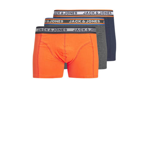 JACK & JONES JUNIOR boxershort JACMYLE - set van 3 oranje/grijs/blauw