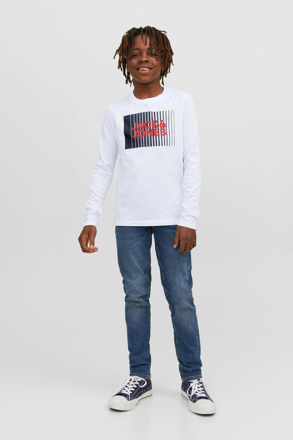JACK & JONES JUNIOR longsleeve JJECORP van katoen wit