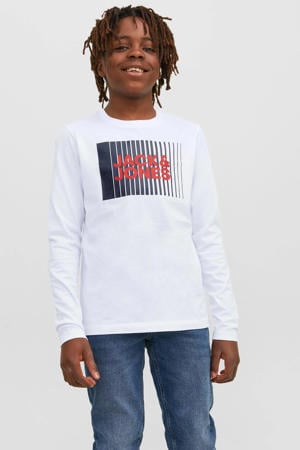 longsleeve JJECORP van katoen wit