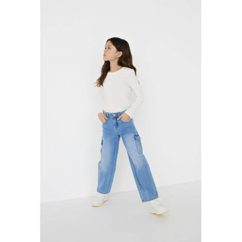 KIDS ONLY GIRL wide leg jeans KOGHARMONY light blue denim afbeelding