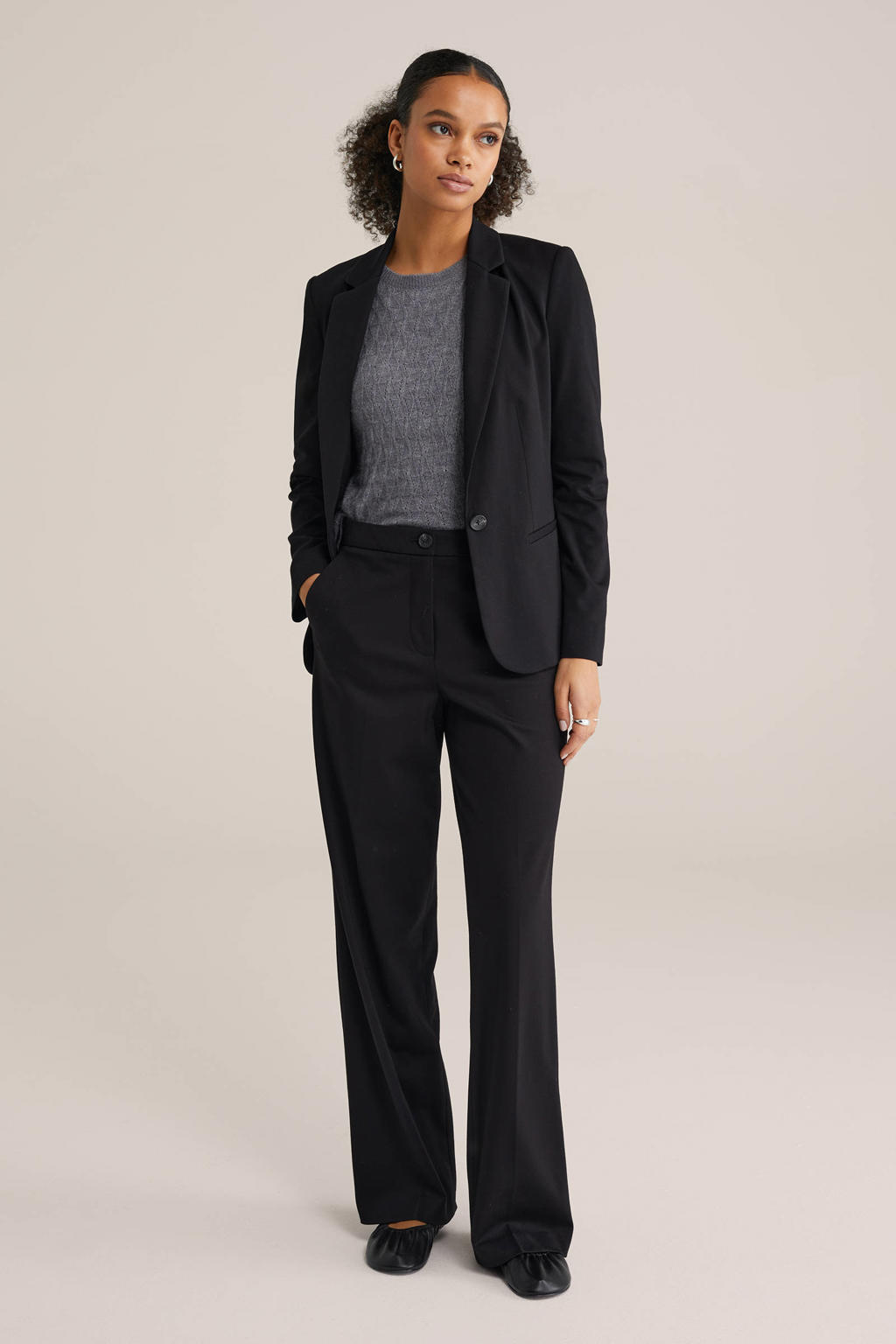 WE Fashion straight fit pantalon zwart
