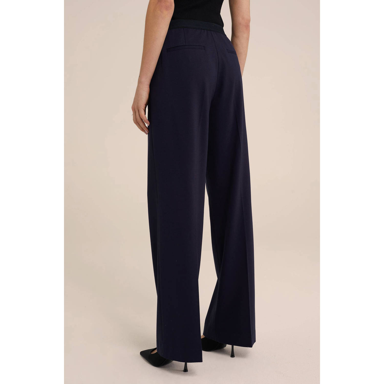 WE Fashion straight fit pantalon donkerblauw