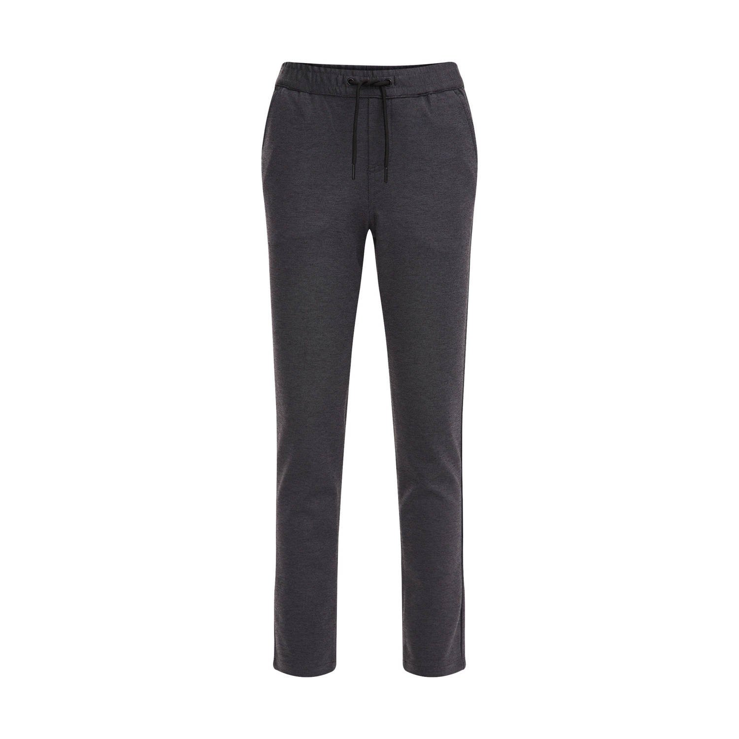 WE Fashion gemêleerde slim fit broek antraciet Grijs Jongens Polyester 104