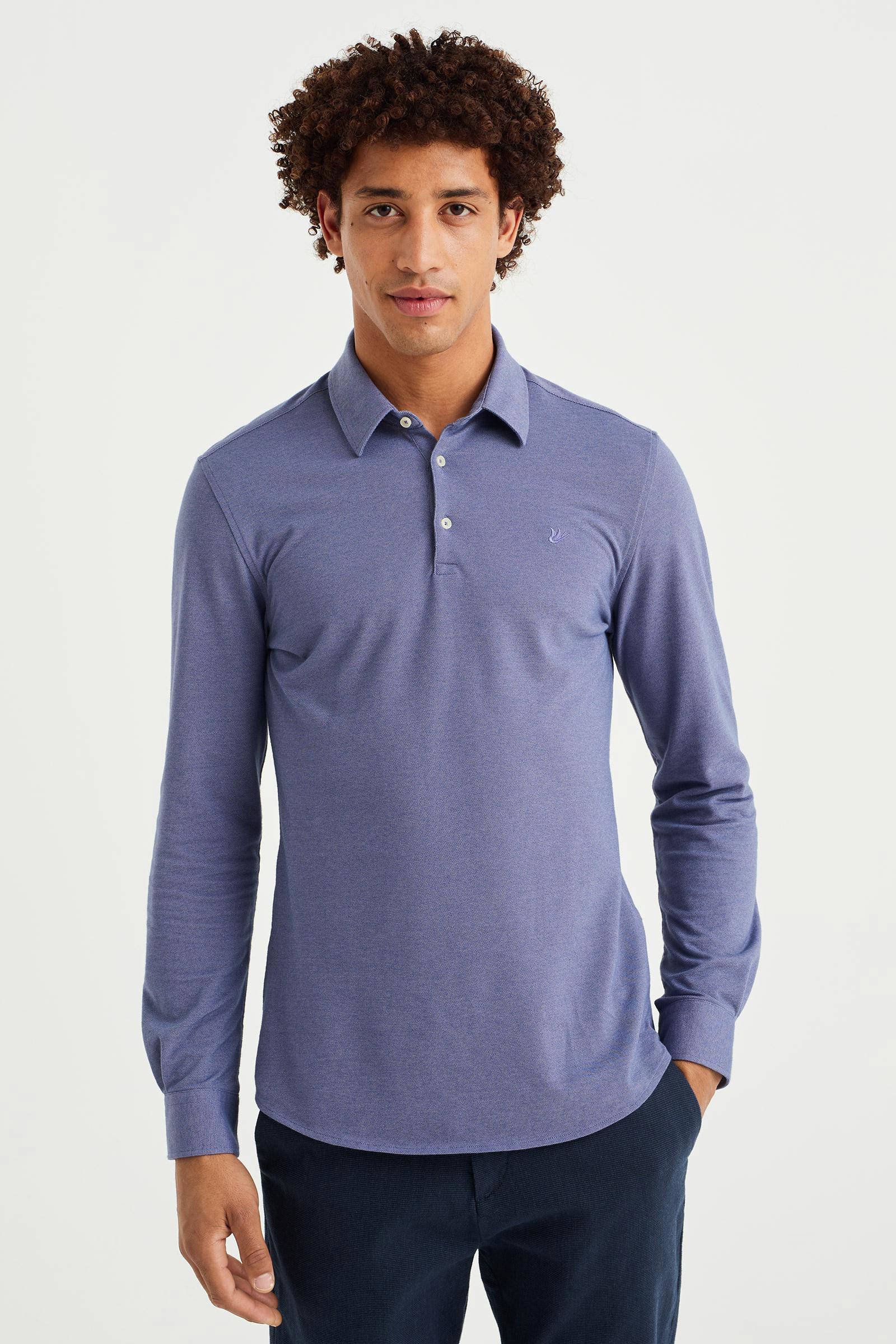 WE Fashion slim fit polo dark blue shadow wehkamp