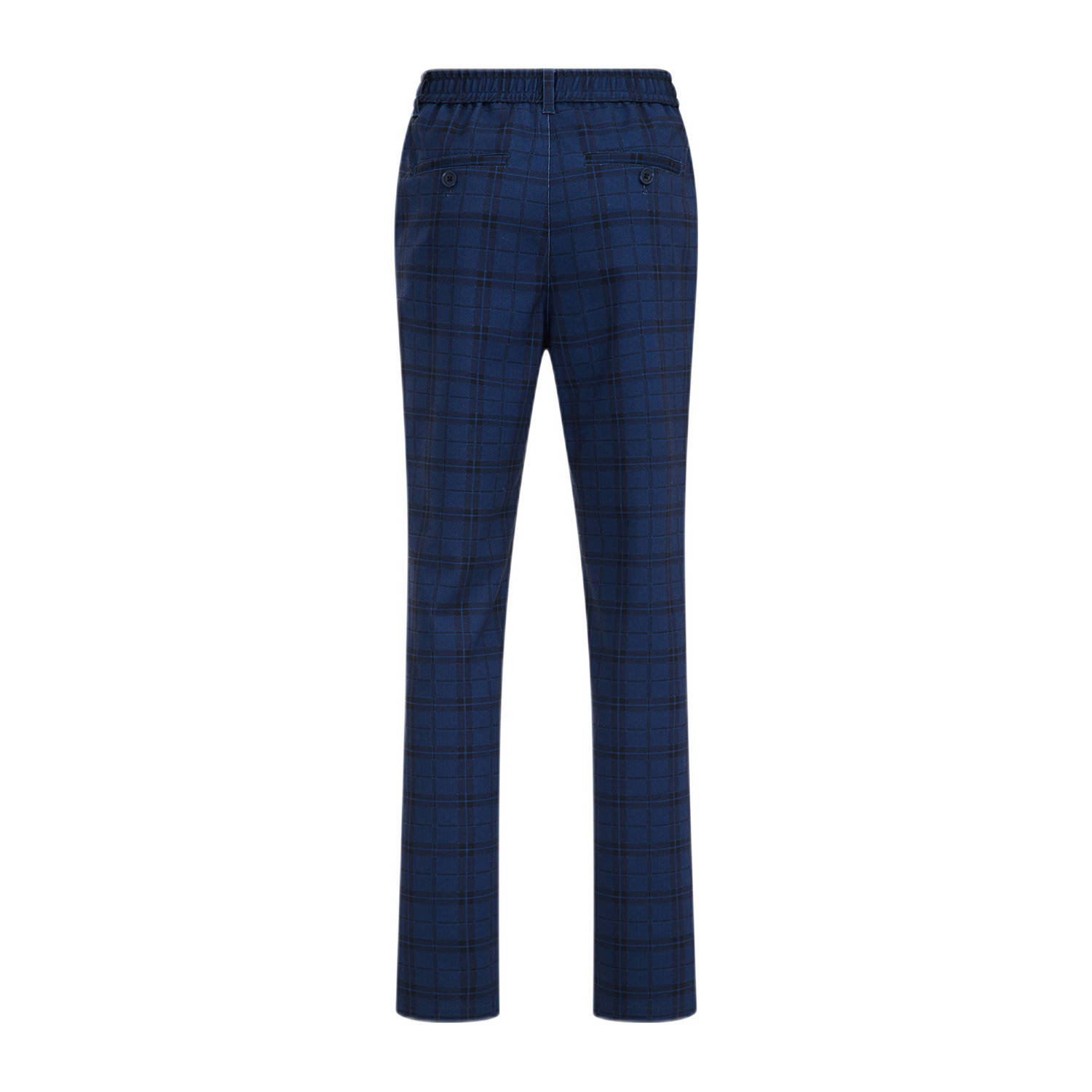 WE Fashion geruite slim fit broek donkerblauw