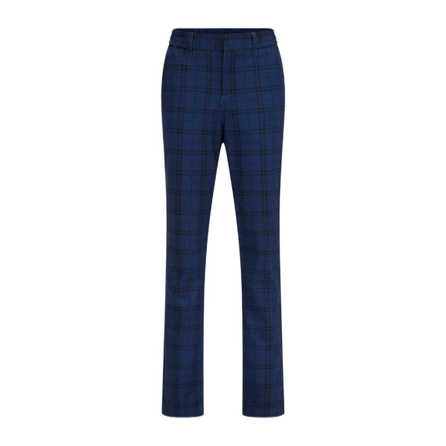 WE Fashion geruite slim fit broek donkerblauw