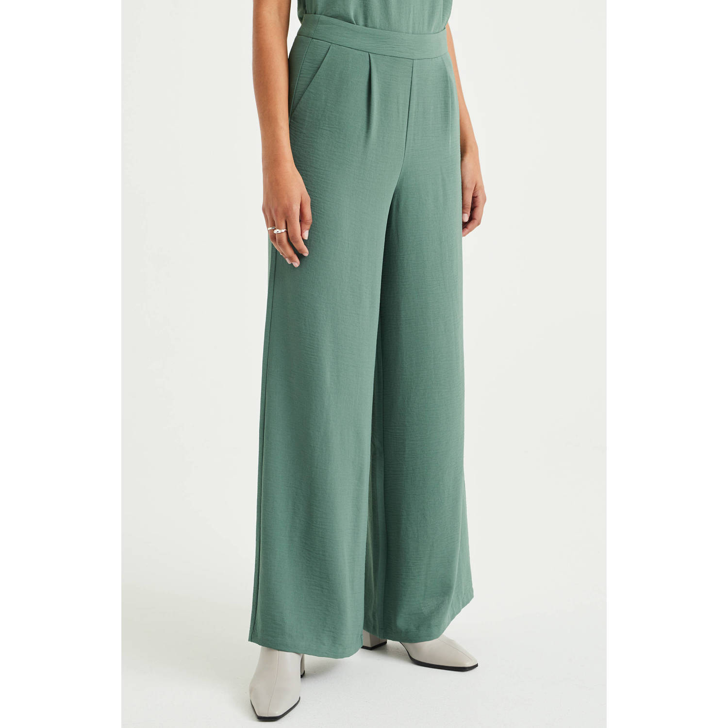 WE Fashion high waist loose fit broek groen