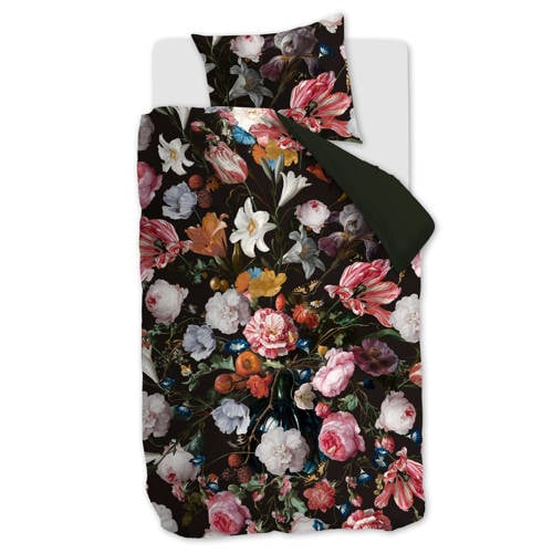 Ambiante katoen satijnen dekbedovertrek 1 persoons (140x220 cm) - Zwart/multi