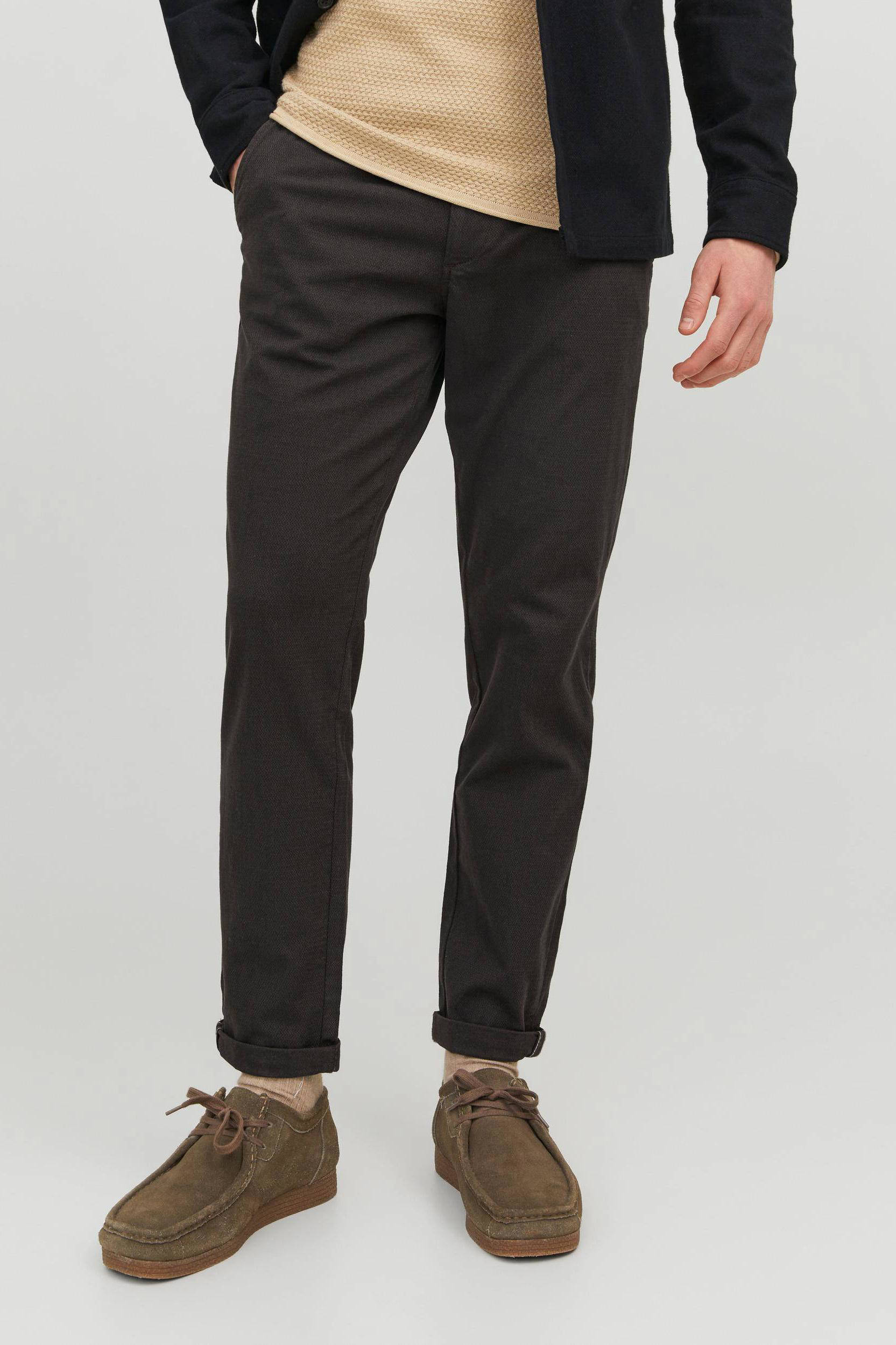 JACK & JONES PANTS STUDIO slim fit chino JPSTMARCO zwart | wehkamp