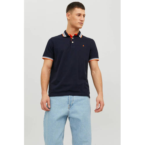 JACK & JONES ESSENTIALS slim fit polo JJEPAULOS donkerblauw afbeelding