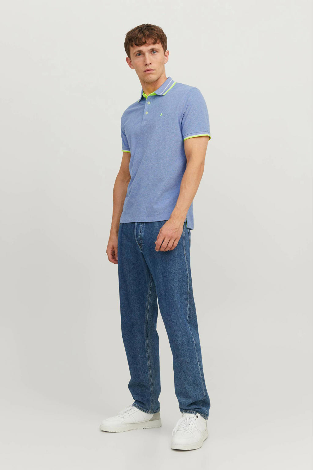 JACK & JONES ESSENTIALS slim fit polo JJEPAULOS blauw