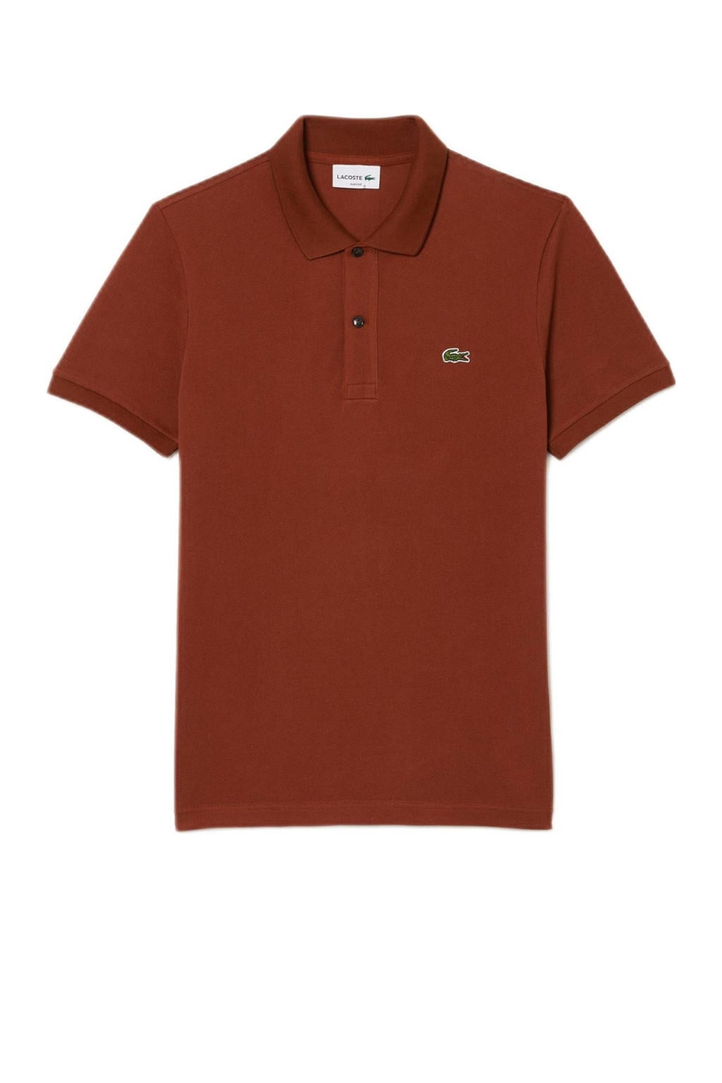 Donkerrode heren Lacoste slim fit polo van katoen met logo dessin, korte mouwen en klassieke kraag