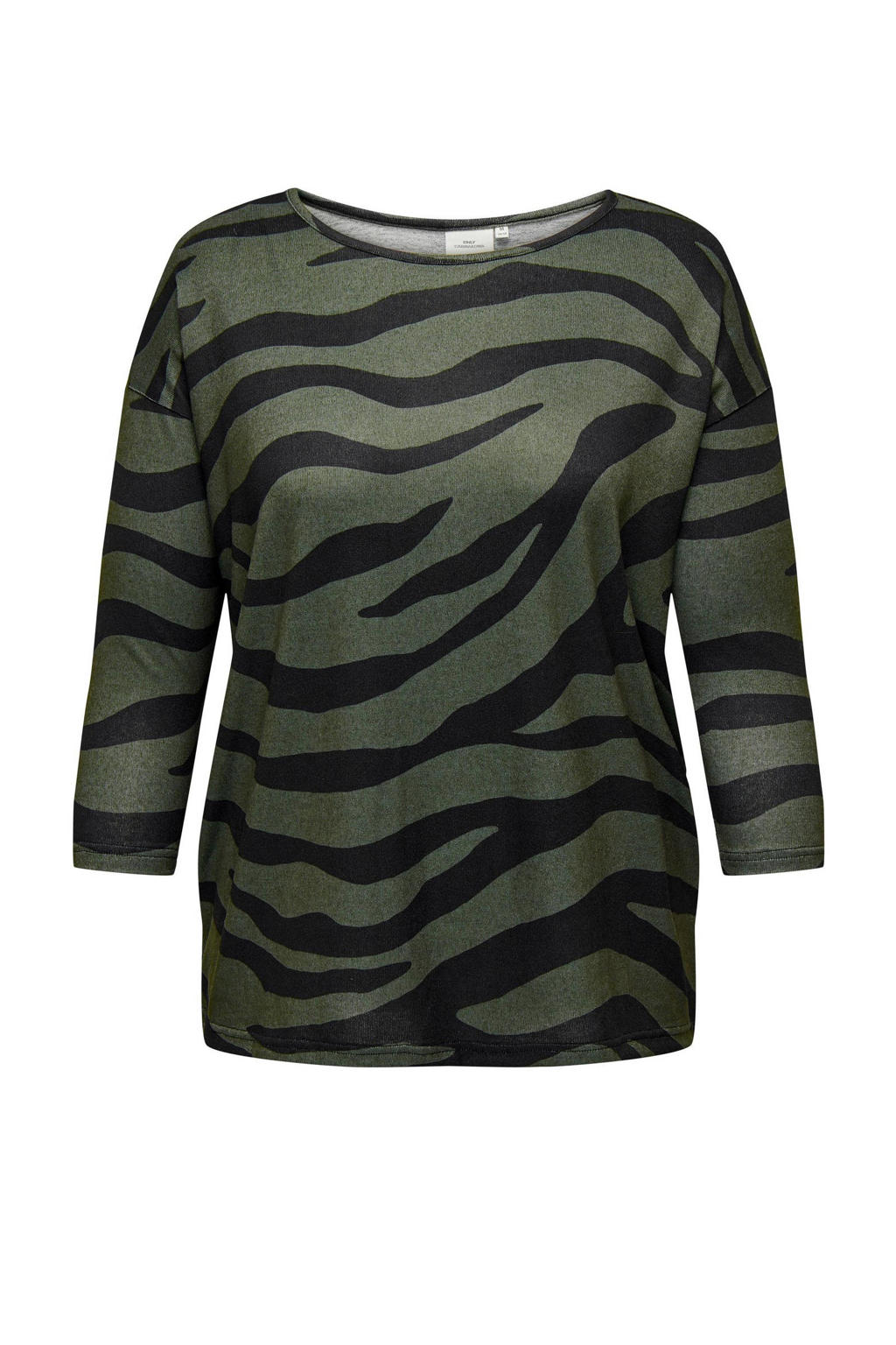 ONLY CARMAKOMA geweven top CARALBA met zebraprint olijfgroen/zwart